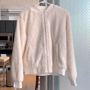 J. Crew soft white bomber jacket